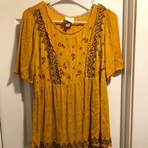 Yellow embroidered blouse